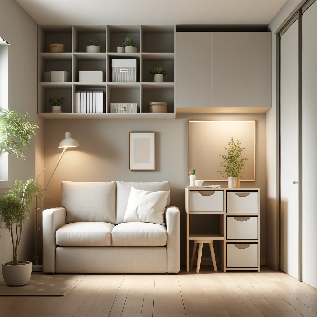 Kis nappali okosan elrendezett bútorokkal